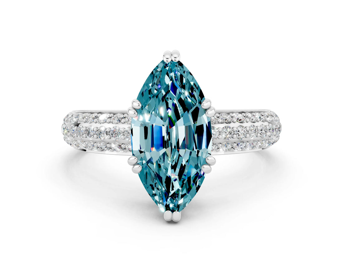White gold Marquise Cut Cut Diamond Milgrain Marquise Band with Prong Setting