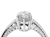 White gold Marquise Cut Cut Diamond Milgrain Pave Band Four-Prong Setting Ring_11
