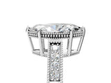 White gold Marquise Cut Cut Diamond Milgrain Pave Band Four-Prong Setting Ring_12