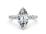 White gold Marquise Cut Cut Diamond Pavé Band with Four-Prong Setting