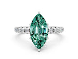 White gold Marquise Cut Cut Diamond Pavé Band with Four-Prong Setting