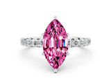 White gold Marquise Cut Cut Diamond Pavé Band with Four-Prong Setting
