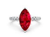 White gold Marquise Cut Cut Diamond Pavé Band with Four-Prong Setting