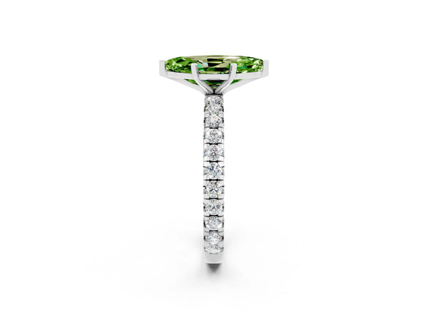 White gold Marquise Cut Cut Diamond Pavé Band with Four-Prong Setting