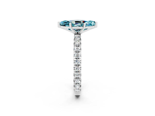 Platinum Marquise Cut Cut Diamond Pavé Band with Four-Prong Setting