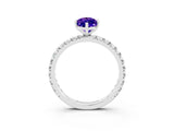White gold Marquise Cut Cut Diamond Pavé Band with Four-Prong Setting_3