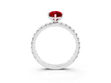 White gold Marquise Cut Cut Diamond Pavé Band with Four-Prong Setting_3