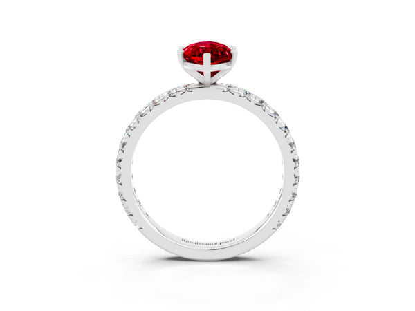 Platinum Marquise Cut Cut Diamond Pavé Band with Four-Prong Setting