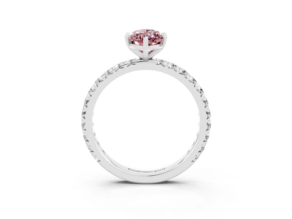 Platinum Marquise Cut Cut Diamond Pavé Band with Four-Prong Setting