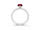 White gold Marquise Cut Cut Diamond Pavé Band with Four-Prong Setting_3