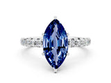 White gold Marquise Cut Cut Diamond Pavé Band with Four-Prong Setting