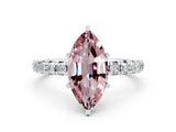White gold Marquise Cut Cut Diamond Pavé Band with Four-Prong Setting