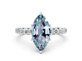 White gold Marquise Cut Cut Diamond Pavé Band with Four-Prong Setting