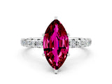 White gold Marquise Cut Cut Diamond Pavé Band with Four-Prong Setting