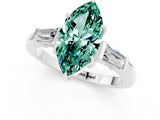 White gold Marquise Cut Cut Diamond Ring with Tapered Baguette Side Stones in Four-Prong Setting_1