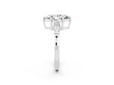 White gold Marquise Cut Cut Diamond Ring with Tapered Baguette Side Stones in Four-Prong Setting_2