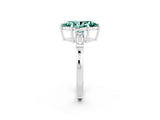 White gold Marquise Cut Cut Diamond Ring with Tapered Baguette Side Stones in Four-Prong Setting_2