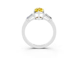 White gold Marquise Cut Cut Diamond Ring with Tapered Baguette Side Stones in Four-Prong Setting_3