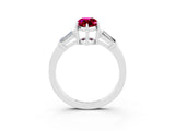 White gold Marquise Cut Cut Diamond Ring with Tapered Baguette Side Stones in Four-Prong Setting_3