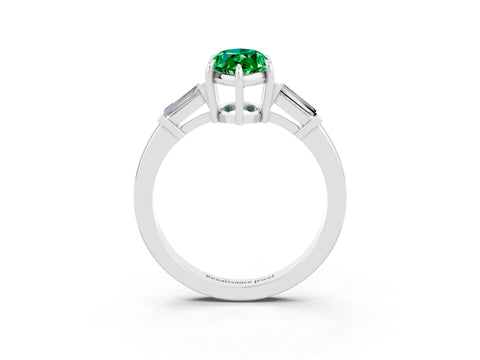 White gold Marquise Cut Cut Diamond Ring with Tapered Baguette Side Stones in Four-Prong Setting_3