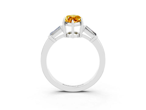 White gold Marquise Cut Cut Diamond Ring with Tapered Baguette Side Stones in Four-Prong Setting_3