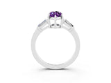 White gold Marquise Cut Cut Diamond Ring with Tapered Baguette Side Stones in Four-Prong Setting_3