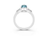 White gold Marquise Cut Cut Diamond Ring with Tapered Baguette Side Stones in Four-Prong Setting_3