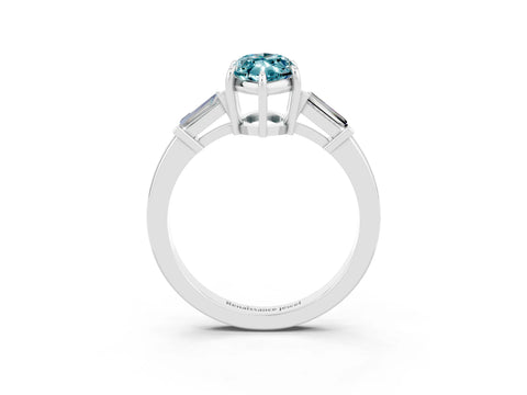 White gold Marquise Cut Cut Diamond Ring with Tapered Baguette Side Stones in Four-Prong Setting_3