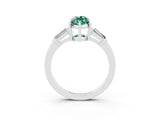 White gold Marquise Cut Cut Diamond Ring with Tapered Baguette Side Stones in Four-Prong Setting_3