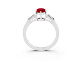 White gold Marquise Cut Cut Diamond Ring with Tapered Baguette Side Stones in Four-Prong Setting_3