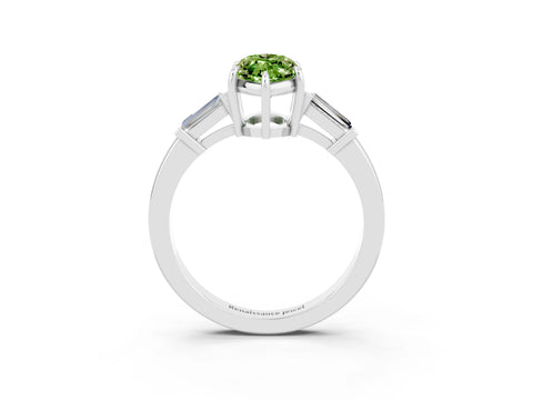 White gold Marquise Cut Cut Diamond Ring with Tapered Baguette Side Stones in Four-Prong Setting_3