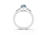 White gold Marquise Cut Cut Diamond Ring with Tapered Baguette Side Stones in Four-Prong Setting_3