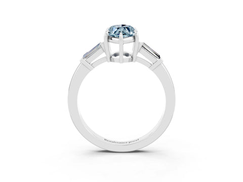 White gold Marquise Cut Cut Diamond Ring with Tapered Baguette Side Stones in Four-Prong Setting_3