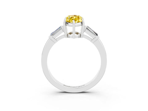 White gold Marquise Cut Cut Diamond Ring with Tapered Baguette Side Stones in Four-Prong Setting_3
