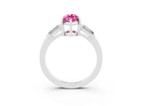 White gold Marquise Cut Cut Diamond Ring with Tapered Baguette Side Stones in Four-Prong Setting_3