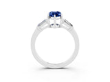 White gold Marquise Cut Cut Diamond Ring with Tapered Baguette Side Stones in Four-Prong Setting_3