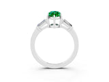 White gold Marquise Cut Cut Diamond Ring with Tapered Baguette Side Stones in Four-Prong Setting_3