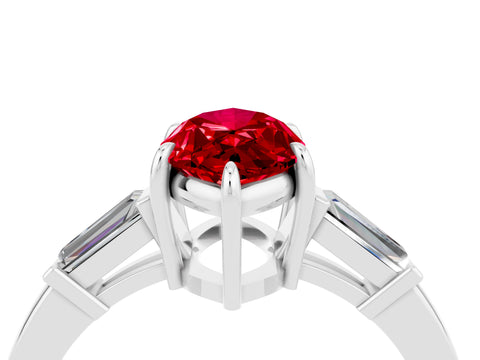 White gold Marquise Cut Cut Diamond Ring with Tapered Baguette Side Stones in Four-Prong Setting_4