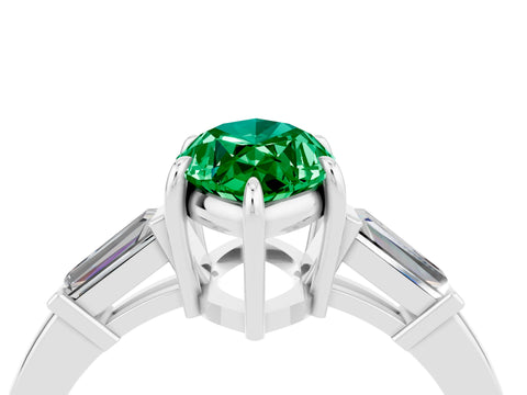 White gold Marquise Cut Cut Diamond Ring with Tapered Baguette Side Stones in Four-Prong Setting_4