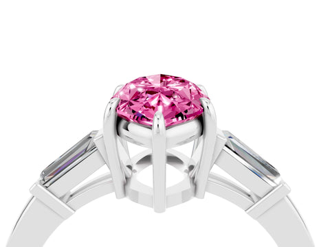 White gold Marquise Cut Cut Diamond Ring with Tapered Baguette Side Stones in Four-Prong Setting_4