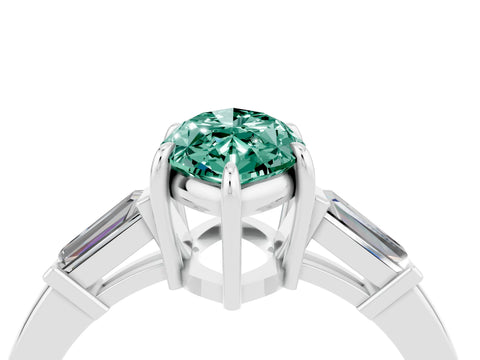 White gold Marquise Cut Cut Diamond Ring with Tapered Baguette Side Stones in Four-Prong Setting_4
