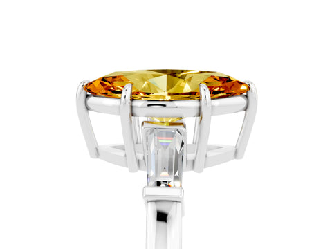White gold Marquise Cut Cut Diamond Ring with Tapered Baguette Side Stones in Four-Prong Setting_5