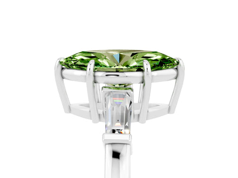 White gold Marquise Cut Cut Diamond Ring with Tapered Baguette Side Stones in Four-Prong Setting_5
