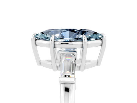 White gold Marquise Cut Cut Diamond Ring with Tapered Baguette Side Stones in Four-Prong Setting_5