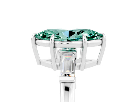 White gold Marquise Cut Cut Diamond Ring with Tapered Baguette Side Stones in Four-Prong Setting_5