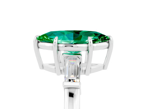 White gold Marquise Cut Cut Diamond Ring with Tapered Baguette Side Stones in Four-Prong Setting_5