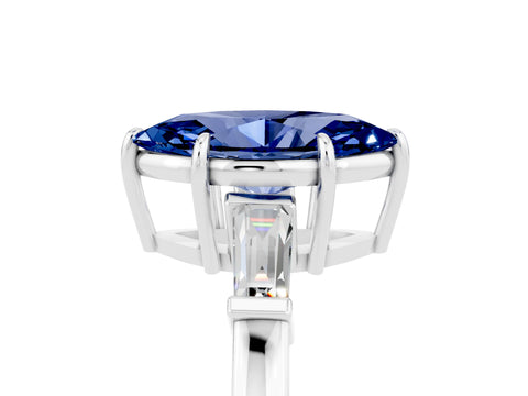 White gold Marquise Cut Cut Diamond Ring with Tapered Baguette Side Stones in Four-Prong Setting_5