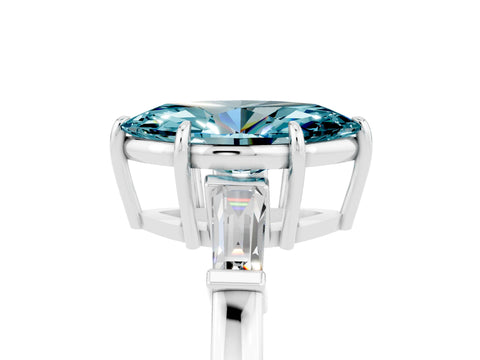 White gold Marquise Cut Cut Diamond Ring with Tapered Baguette Side Stones in Four-Prong Setting_5