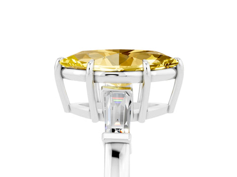 White gold Marquise Cut Cut Diamond Ring with Tapered Baguette Side Stones in Four-Prong Setting_5