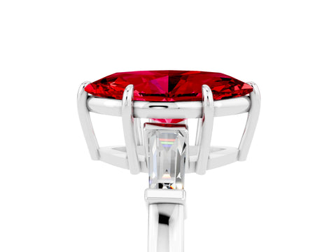 White gold Marquise Cut Cut Diamond Ring with Tapered Baguette Side Stones in Four-Prong Setting_5